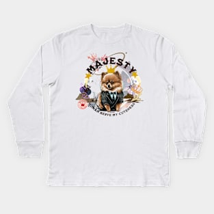 Majesty - suit dog - human serve my cuteness Kids Long Sleeve T-Shirt